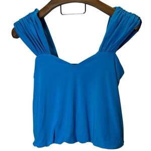 Express Blue Ruched Off Shoulder Princess Cinderella Tank Top Blouse Top‎ XS